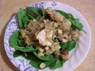 Quinoa Salad on Spinach