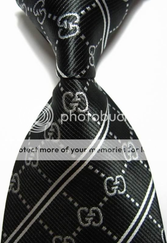 Luxury New Black G Figure silk Mens necktie dress Tie Mens Accessary 